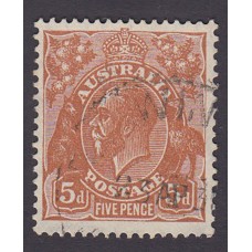 Australian    King George V    5d Brown   C of A WMK   Plate Variety 3R32..